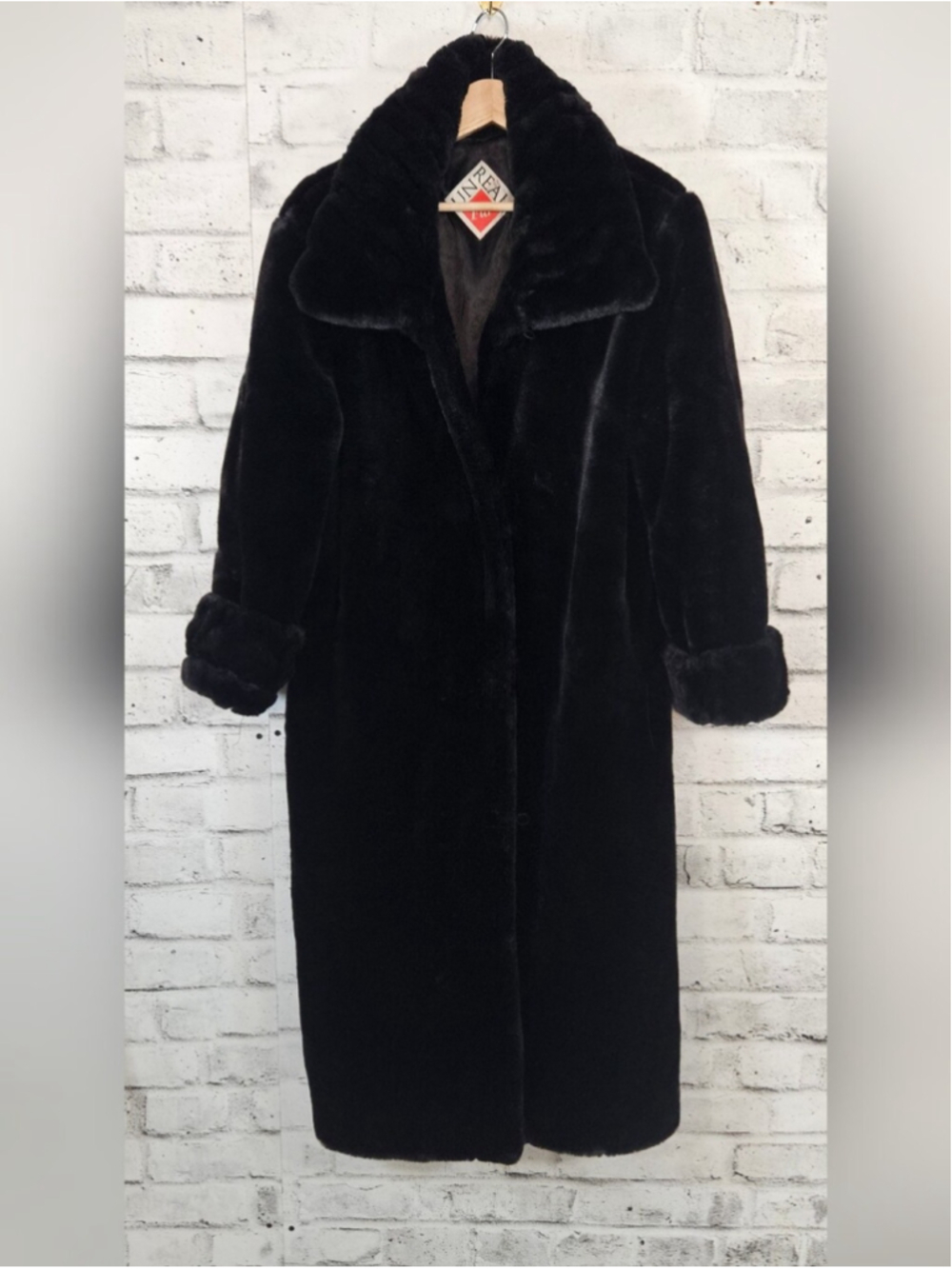 Unreal Fur Womens Size 16 Black Faux Fur Full Length Maxi Coat Plush Glam